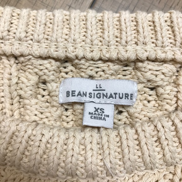 L.L. Bean Fisherman Sweater Tunic Womens Size XS Beige Signature Cotton Pullover - Picture 5 of 12
